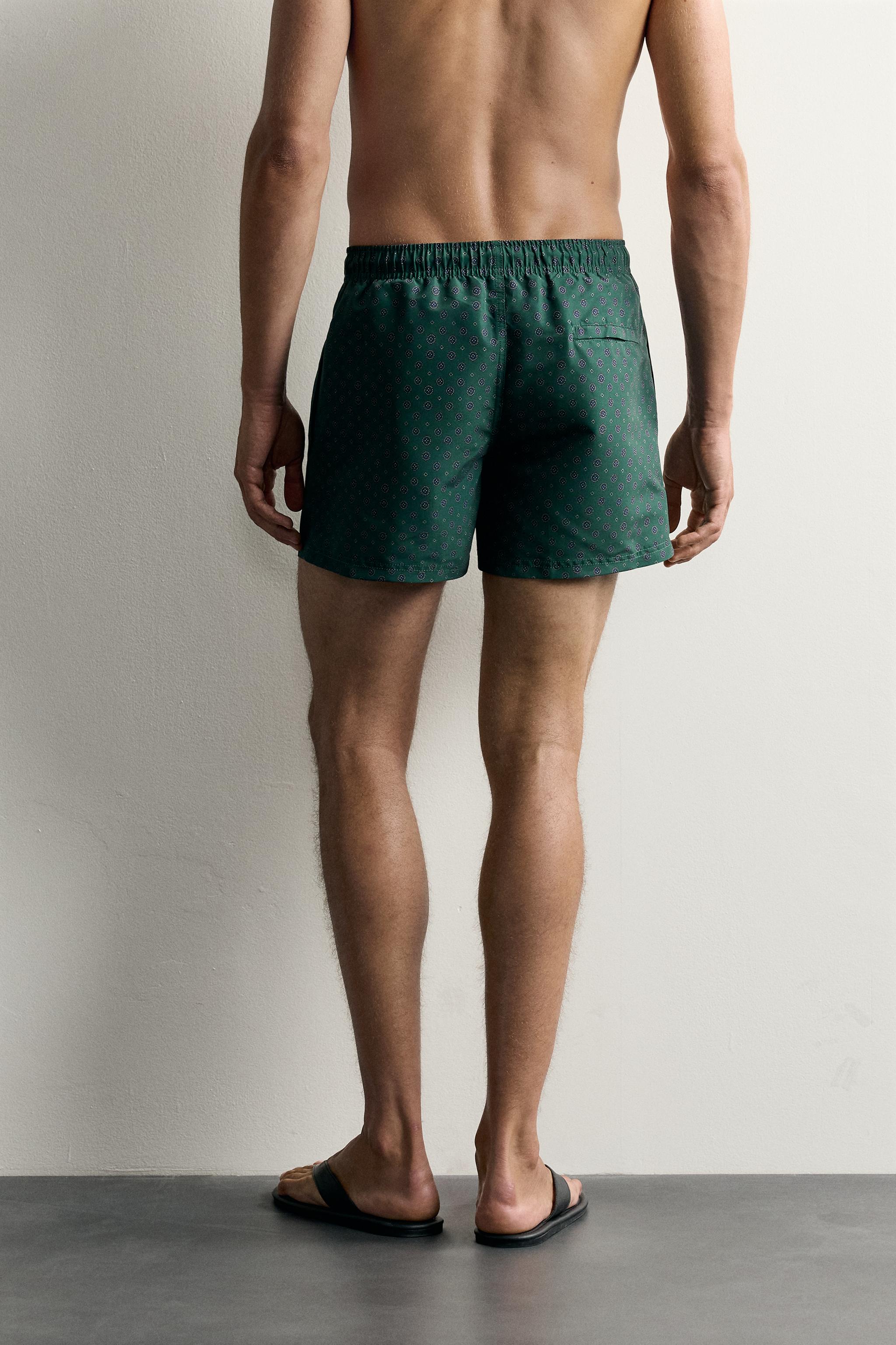 GEOMETRIC PRINT MID-LENGTH SWIM TRUNKS